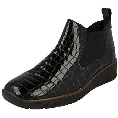 Rieker Eria Womens Slip Chaussure Chelsea Boots 38 EU Black Croc Patent - Publicité Rieker Eria Womens Slip Chaussure Chelsea Boots 38 EU Black Croc Patent - Publicité