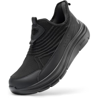FitVille Extra Larges Chaussures de Marche pour Hommes Slip on Baskets Confortables et Respirantes sans Lacets Noir 45 EU Large - Publicité FitVille Extra Larges Chaussures de Marche pour Hommes Slip on Baskets Confortables et Respirantes sans Lacets Noir 45 EU Large - Publicité