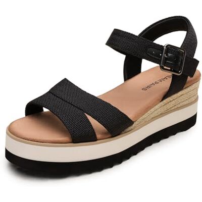 DREAM PAIRS Sandales Compensées Femme Confortables Respirantes Espadrilles Plateforme Sandales Femme Bride Cheville Réglable Chaussures Été Mode Vacances Plage,Size 43,Noir,SDWS26012W - Publicité DREAM PAIRS Sandales Compensées Femme Confortables Respirantes Espadrilles Plateforme Sandales Femme Bride Cheville Réglable Chaussures Été Mode Vacances Plage,Size 43,Noir,SDWS26012W - Publicité