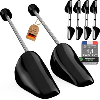 Incutex 4 paires embauchoirs de chaussures tailles variables EU 38-44, embauchoir en plastique, extenseurs de chaussures pour hommes femmes, adaptés aux baskets, chaussures plates, mocassins, noir - Publicité Incutex 4 paires embauchoirs de chaussures tailles variables EU 38-44, embauchoir en plastique, extenseurs de chaussures pour hommes femmes, adaptés aux baskets, chaussures plates, mocassins, noir - Publicité