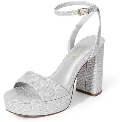 DREAM PAIRS Sandales à talons hauts avec plateforme pour femmes Sandales élégantes à bout rond ouvert avec bride de cheville pour la fête, le bal de promo et le mariage, Paillettes argentées., 39.5 - Publicité DREAM PAIRS Sandales à talons hauts avec plateforme pour femmes Sandales élégantes à bout rond ouvert avec bride de cheville pour la fête, le bal de promo et le mariage, Paillettes argentées., 39.5 - Publicité