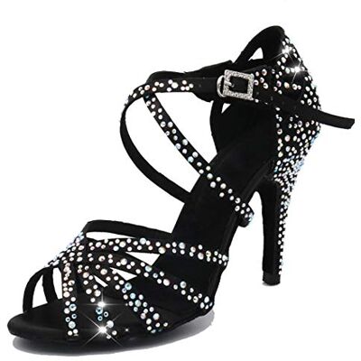 MGM-Joymod Sandales de Danse à Bout Ouvert et avec Sangles croisées Strass pour Femme pour Salle de Bal, Noir de 10cm Talon,35 EU - Publicité MGM-Joymod Sandales de Danse à Bout Ouvert et avec Sangles croisées Strass pour Femme pour Salle de Bal, Noir de 10cm Talon,35 EU - Publicité