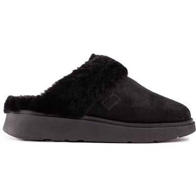 Fitflop Women's Gen-ff Shearling-Collar Suede Slippers, tout noir, 36 EU - Publicité Fitflop Women's Gen-ff Shearling-Collar Suede Slippers, tout noir, 36 EU - Publicité