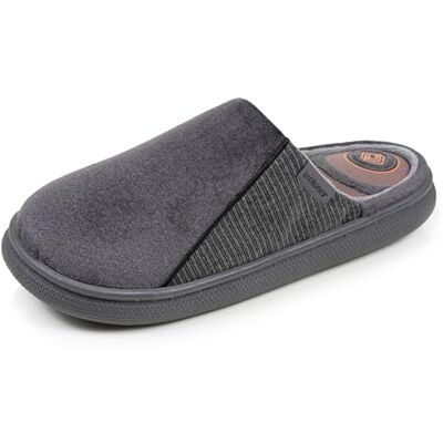 Isotoner Chaussons pantoufles Mules homme velours ultra doux, semelle bloup xtra souple amortissante, 46, gris chiné - Publicité Isotoner Chaussons pantoufles Mules homme velours ultra doux, semelle bloup xtra souple amortissante, 46, gris chiné - Publicité