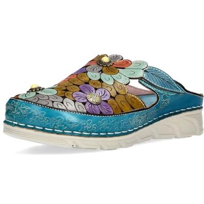 LAURA VITA Mules en Cuir pour Femmes Dorry 22, Pointure:39 EU, La Couleur:Bleu - Publicité LAURA VITA Mules en Cuir pour Femmes Dorry 22, Pointure:39 EU, La Couleur:Bleu - Publicité