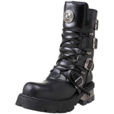 New Rock Botte Metallic M.373-S1 pour unisexe en cuir noir, plateforme 4 cm, talon 6 cm, style punk gothique avec système de fermeture mixte TAILLE 42 - Publicité New Rock Botte Metallic M.373-S1 pour unisexe en cuir noir, plateforme 4 cm, talon 6 cm, style punk gothique avec système de fermeture mixte TAILLE 42 - Publicité