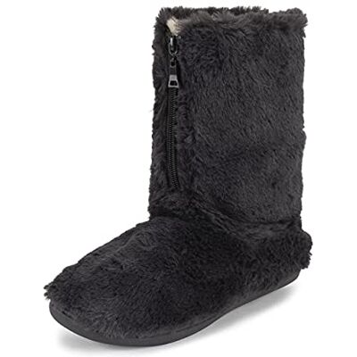 Polar Mousse à mémoire de forme zippée en fausse fourrure recouverte de semelle en caoutchouc intérieur extérieur confortable chaussons de luxe de luxe de femme Gris foncé 42 - Publicité Polar Mousse à mémoire de forme zippée en fausse fourrure recouverte de semelle en caoutchouc intérieur extérieur confortable chaussons de luxe de luxe de femme Gris foncé 42 - Publicité