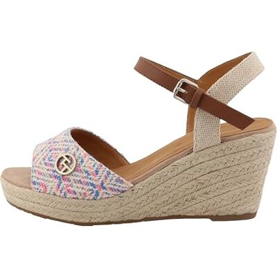 TOM TAILOR Femme Sandale cale, Blue Multi, 40 EU - Publicité TOM TAILOR Femme Sandale cale, Blue Multi, 40 EU - Publicité