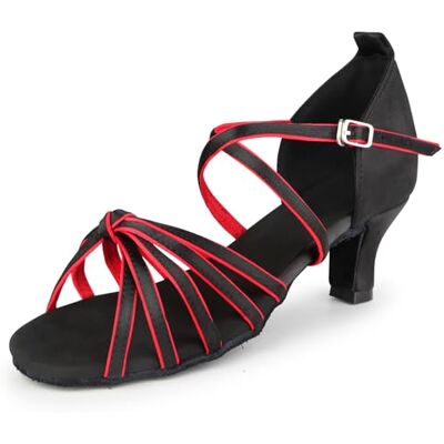 PADGENE Chaussures de Danse à Semelle Molle en Satin pour Femmes, à Talons Hauts Chaussures de Danse pour Jazz/Latin/National Mark/Rumba/Cha Cha, M Noir/Rouge 5cm, 37 EU - Publicité PADGENE Chaussures de Danse à Semelle Molle en Satin pour Femmes, à Talons Hauts Chaussures de Danse pour Jazz/Latin/National Mark/Rumba/Cha Cha, M Noir/Rouge 5cm, 37 EU - Publicité