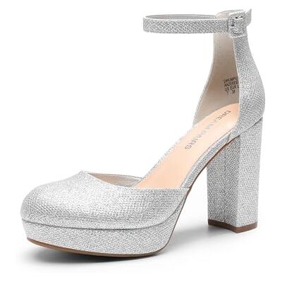 DREAM PAIRS Escarpins Femme Plateforme Talon Bloc Haut Mary Jane Style Chic Mode Soirée Mariage Bureau,Size 41,Argent,DWUMPU2534 - Publicité DREAM PAIRS Escarpins Femme Plateforme Talon Bloc Haut Mary Jane Style Chic Mode Soirée Mariage Bureau,Size 41,Argent,DWUMPU2534 - Publicité