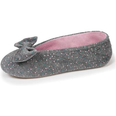 Isotoner Chaussons pantoufles Ballerines femme ultra confortables, semelle en cuir, détail grand nœud, 37/38, gris chiné clair - Publicité Isotoner Chaussons pantoufles Ballerines femme ultra confortables, semelle en cuir, détail grand nœud, 37/38, gris chiné clair - Publicité