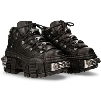 New Rock Chaussure à plateforme WALL M. pour homme et femme en cuir bovin noir avec lacets semelle PU-ULTRA plateforme 8 cm talon 10 cm style rock urbain TAILLE 38 - Publicité New Rock Chaussure à plateforme WALL M. pour homme et femme en cuir bovin noir avec lacets semelle PU-ULTRA plateforme 8 cm talon 10 cm style rock urbain TAILLE 38 - Publicité