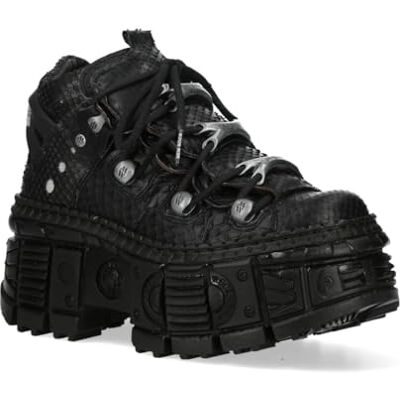 New Rock Bottines à Plateforme en Cuir Noir Python M-106WALL-C65 - Publicité New Rock Bottines à Plateforme en Cuir Noir Python M-106WALL-C65 - Publicité