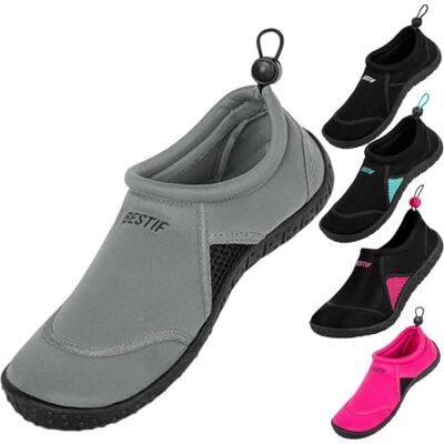 BESTIF Chaussures de bain pour homme et femme Chaussures de natation en néoprène avec cordon de serrage Légères et confortables Noir, Bleu Tailles 36-45, gris, 42 EU - Publicité BESTIF Chaussures de bain pour homme et femme Chaussures de natation en néoprène avec cordon de serrage Légères et confortables Noir, Bleu Tailles 36-45, gris, 42 EU - Publicité