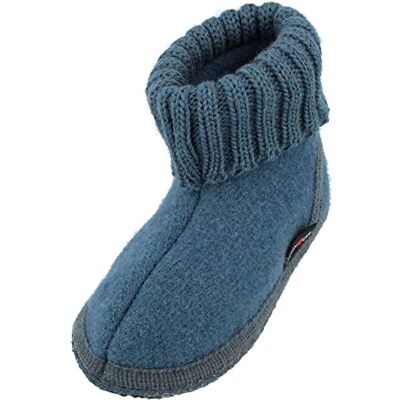 HAFLINGER Pantoufles en feutre Karl avec col, bleu pigeon, 32 EU - Publicité HAFLINGER Pantoufles en feutre Karl avec col, bleu pigeon, 32 EU - Publicité