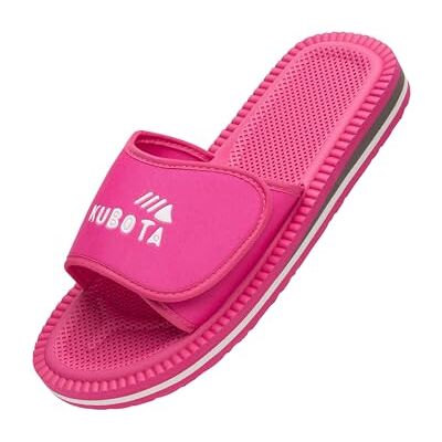 Kubota Claquettes à scratch Femme – Sandales été – Claquettes avec fermeture auto-agrippante – Chaussures pour piscine et plage – Chaussons – Rose – 36 - Publicité Kubota Claquettes à scratch Femme – Sandales été – Claquettes avec fermeture auto-agrippante – Chaussures pour piscine et plage – Chaussons – Rose – 36 - Publicité