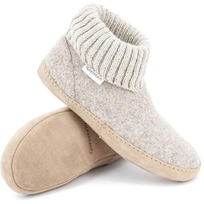 Gottstein Chaussons cabanes Dakota en laine vierge de mouton sans mulesing Chaussons faits à la main en feutre de laine pour femmes et hommes Taille EU 36-47 Avec bord tricoté haut et semelle en - Publicité Gottstein Chaussons cabanes Dakota en laine vierge de mouton sans mulesing Chaussons faits à la main en feutre de laine pour femmes et hommes Taille EU 36-47 Avec bord tricoté haut et semelle en - Publicité