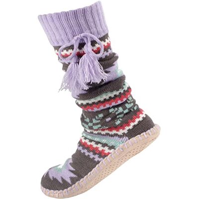 BambooMN Chaussons en fourrure douce et pelucheuse pour femme avec pompon, Violet aztèque., 41/43 EU - Publicité BambooMN Chaussons en fourrure douce et pelucheuse pour femme avec pompon, Violet aztèque., 41/43 EU - Publicité