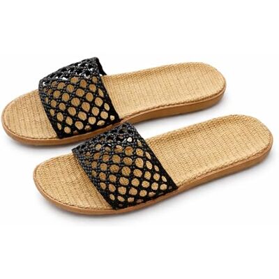 PZPUE Pantoufles d'intérieur en lin pour homme et femme Respirantes Antidérapantes Semelle silencieuse Légères Bout ouvert Chaussures d'intérieur tissées, Noir , 42.5 EU - Publicité PZPUE Pantoufles d'intérieur en lin pour homme et femme Respirantes Antidérapantes Semelle silencieuse Légères Bout ouvert Chaussures d'intérieur tissées, Noir , 42.5 EU - Publicité