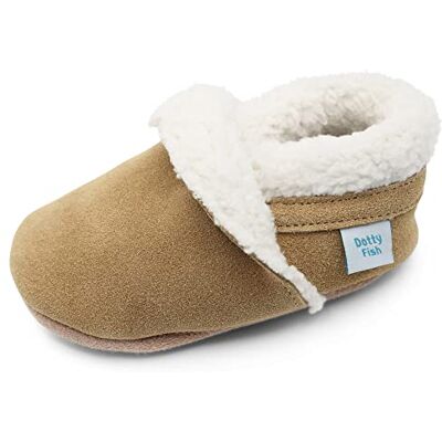 Dotty Fish Chaussons en daim pour bébé et enfant – Semelle souple antidérapante, doublure polaire chaude, effet pieds nus – Garçon & fille Marron clair 2-3 ans - Publicité Dotty Fish Chaussons en daim pour bébé et enfant – Semelle souple antidérapante, doublure polaire chaude, effet pieds nus – Garçon & fille Marron clair 2-3 ans - Publicité