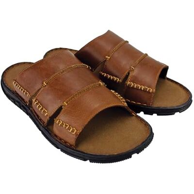 DUNLOP Chaussons Mules En Cuir Pour Homme Chaussures D'été À Bout Ouvert (Tanné, Système Taille Chaussures EU, Adulte, Homme, Numérique, Moyen, 43) - Publicité DUNLOP Chaussons Mules En Cuir Pour Homme Chaussures D'été À Bout Ouvert (Tanné, Système Taille Chaussures EU, Adulte, Homme, Numérique, Moyen, 43) - Publicité