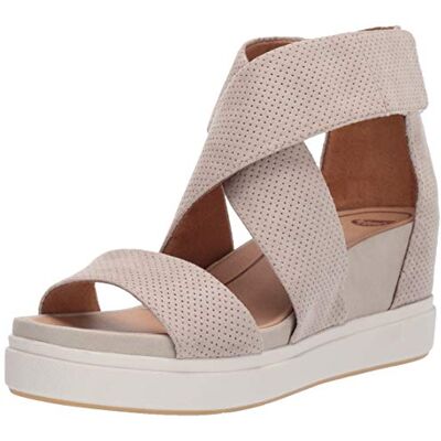 Dr. Scholl's Shoes Women's Sheena Wedge Sandal, Oyster Microfiber Perforated, 6.5 M US - Publicité Dr. Scholl's Shoes Women's Sheena Wedge Sandal, Oyster Microfiber Perforated, 6.5 M US - Publicité