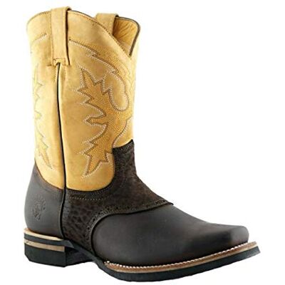 Grinders Unisexe Frontier Bronzer Marron Cuir Bout Carré Cowboy Bottines Chelsea 39 - Publicité Grinders Unisexe Frontier Bronzer Marron Cuir Bout Carré Cowboy Bottines Chelsea 39 - Publicité