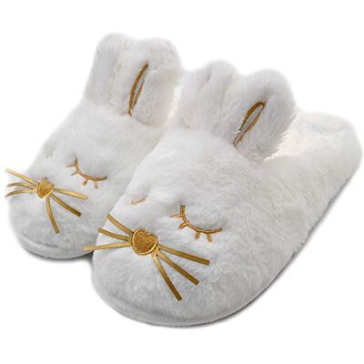 Millffy Pantoufles floues de Lapin Mignon Peluche de Lapin Animal Chaud Pantoufles de Chambre à Coucher pour Femmes (38-39 EU, Blanc) - Publicité Millffy Pantoufles floues de Lapin Mignon Peluche de Lapin Animal Chaud Pantoufles de Chambre à Coucher pour Femmes (38-39 EU, Blanc) - Publicité
