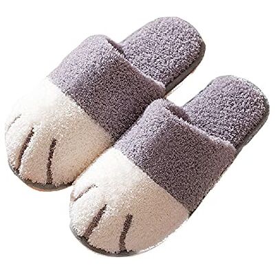HANDKEI Pantoufles en peluche patte de chat pour femmes mignonnes hiver pantoufles d'intérieur douces et chaudes pantoufles pour la maison (44/45 EU, gris clair, numeric_44) - Publicité HANDKEI Pantoufles en peluche patte de chat pour femmes mignonnes hiver pantoufles d'intérieur douces et chaudes pantoufles pour la maison (44/45 EU, gris clair, numeric_44) - Publicité
