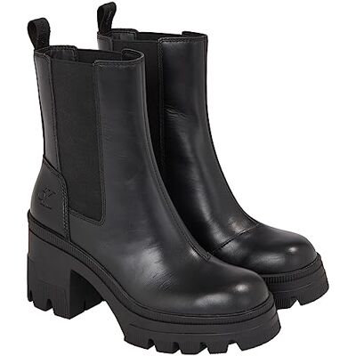 Calvin Klein Bottines Chelsea à talons épais pour femme LTH Mid, Noir Triple Noir, 39 EU - Publicité Calvin Klein Bottines Chelsea à talons épais pour femme LTH Mid, Noir Triple Noir, 39 EU - Publicité
