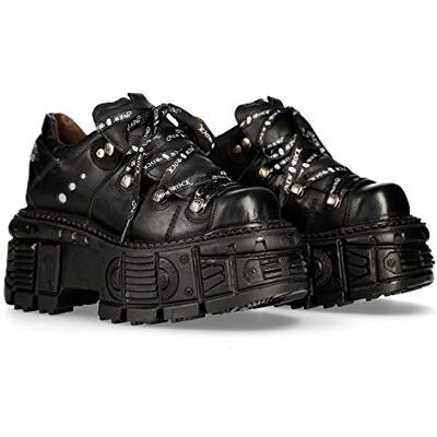 Chaussures en cuir militaire unisexe New Rock Original Plateforme M. Noir Noir , 37 EU EU - Publicité Chaussures en cuir militaire unisexe New Rock Original Plateforme M. Noir Noir , 37 EU EU - Publicité