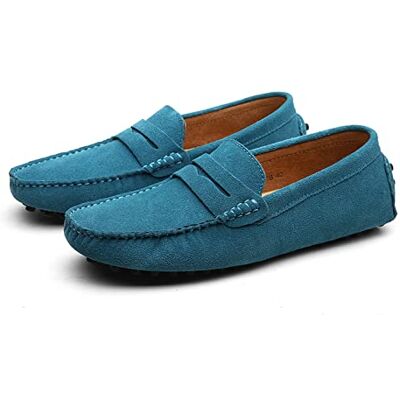 LZQpearl Hommes Chaussons Mocassins, Chaussures Plates pour Hommes en Cuir Suédé, Penny Loafers Décontractés à Enfiler sur Le Pont du Bateau pour Adultes Et Adolescents Unisexes (Lake Blue,40) - Publicité LZQpearl Hommes Chaussons Mocassins, Chaussures Plates pour Hommes en Cuir Suédé, Penny Loafers Décontractés à Enfiler sur Le Pont du Bateau pour Adultes Et Adolescents Unisexes (Lake Blue,40) - Publicité
