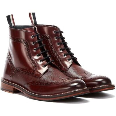 Ben Sherman Alfred Brogue Bottes Rouges en Cuir pour Hommes EUR 43 - Publicité Ben Sherman Alfred Brogue Bottes Rouges en Cuir pour Hommes EUR 43 - Publicité