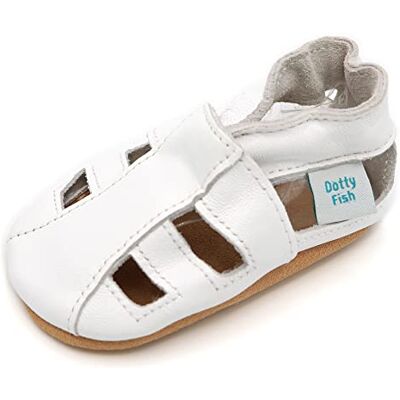 Dotty Fish Sandales Bébé & Enfant en Cuir – Semelle Souple Antidérapante, Chaussures Premiers Pas, Respirantes Blanc 0-6 mois - Publicité Dotty Fish Sandales Bébé & Enfant en Cuir – Semelle Souple Antidérapante, Chaussures Premiers Pas, Respirantes Blanc 0-6 mois - Publicité