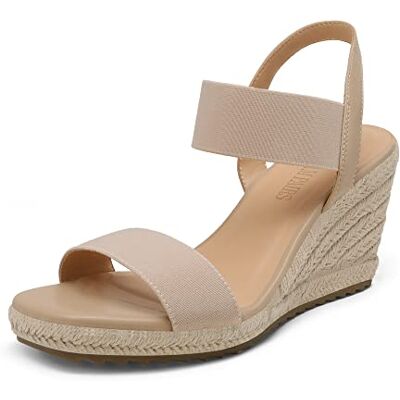DREAM PAIRS Sandales Femme Compensées Été Confortables Espadrilles à Talon Compensé, Bride Élastique, Antidérapantes, Faciles à Enfiler,Size 39,Nu,SDPW222W - Publicité DREAM PAIRS Sandales Femme Compensées Été Confortables Espadrilles à Talon Compensé, Bride Élastique, Antidérapantes, Faciles à Enfiler,Size 39,Nu,SDPW222W - Publicité