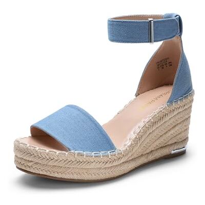 DREAM PAIRS Sandales Compensé Femme Espadrilles Plateforme à Bout Ouvert, Sandales Été Chic avec Bride Cheville, Chaussures de Plage et Mariage Confortables,Size 40.5,Unjean Bleu,DWUMPS2505 - Publicité DREAM PAIRS Sandales Compensé Femme Espadrilles Plateforme à Bout Ouvert, Sandales Été Chic avec Bride Cheville, Chaussures de Plage et Mariage Confortables,Size 40.5,Unjean Bleu,DWUMPS2505 - Publicité