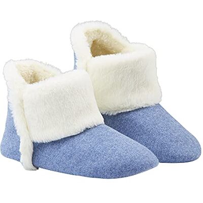 DUNLOP Chaussons Femme, Chausson Botte Fantaisie Feutre Et Fourrure Avec Semelle Antidérapantes À Mémoire De Forme Intérieur Exterieur, Chaussons 36 au 41 (38, Bleu, numeric_38) - Publicité DUNLOP Chaussons Femme, Chausson Botte Fantaisie Feutre Et Fourrure Avec Semelle Antidérapantes À Mémoire De Forme Intérieur Exterieur, Chaussons 36 au 41 (38, Bleu, numeric_38) - Publicité