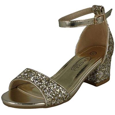 Spot On Sandales à Paillettes à Talon Moyen pour Fille Or doré, 32 EU - Publicité Spot On Sandales à Paillettes à Talon Moyen pour Fille Or doré, 32 EU - Publicité