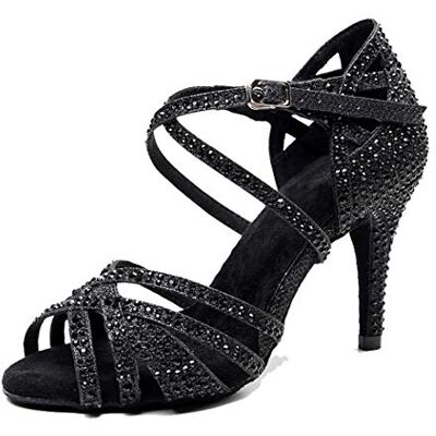 MGM-Joymod Sandales de Danse à Bout Ouvert et avec Sangles croisées Strass pour Femme pour Salle de Bal, Noir Pailleté de 8,5cm Talon,38 EU - Publicité MGM-Joymod Sandales de Danse à Bout Ouvert et avec Sangles croisées Strass pour Femme pour Salle de Bal, Noir Pailleté de 8,5cm Talon,38 EU - Publicité