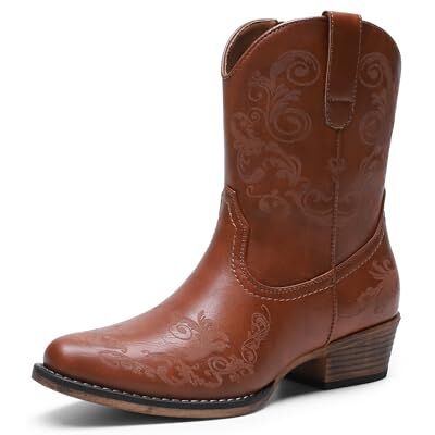 DREAM PAIRS Bottes Femme Western Cowboy Courtes Bout Carré Confortables Mode,Size 39,Cognac,SDAB2407W - Publicité DREAM PAIRS Bottes Femme Western Cowboy Courtes Bout Carré Confortables Mode,Size 39,Cognac,SDAB2407W - Publicité