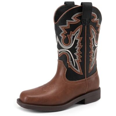 DREAM PAIRS Botte de Neige pour Enfant Bottes de Hiver Chaussures Chaude Bottes western rétro brodées à bout carré pour enfants, bottes de cowboy à enfiler pour fête, Halloween, équitation - Publicité DREAM PAIRS Botte de Neige pour Enfant Bottes de Hiver Chaussures Chaude Bottes western rétro brodées à bout carré pour enfants, bottes de cowboy à enfiler pour fête, Halloween, équitation - Publicité