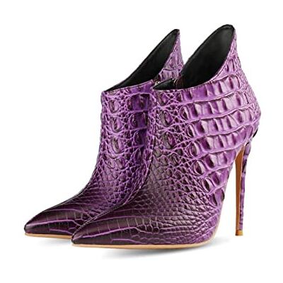 GAOword Bottines À Glissière pour Femmes Talons Aiguilles 12,5 Cm/4,92 Pouces Bottes Élastiques À Bout Pointu Sexy À La Mode,Violet,45 EU - Publicité GAOword Bottines À Glissière pour Femmes Talons Aiguilles 12,5 Cm/4,92 Pouces Bottes Élastiques À Bout Pointu Sexy À La Mode,Violet,45 EU - Publicité