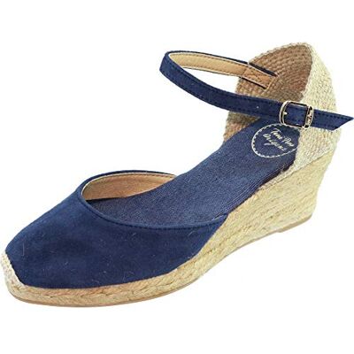 TONI PONS Navy Suede Leather Womens Wedge Espadrille Shoes 37 - Publicité TONI PONS Navy Suede Leather Womens Wedge Espadrille Shoes 37 - Publicité