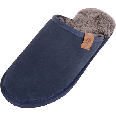 SNUGRUGS Pantoufles d'hiver en peau de mouton véritable avec semelle EVA pour homme, Pointe bleu marine, 42 2/3 EU - Publicité SNUGRUGS Pantoufles d'hiver en peau de mouton véritable avec semelle EVA pour homme, Pointe bleu marine, 42 2/3 EU - Publicité