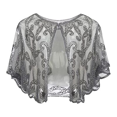 BABEYOND Châle Vintage des Années 1920s pour Femme Cape de Flapper pour Mariage Accessoires Charleston 20s Boléro Style Gatsby Partie à Thème Soirée Gris - Publicité BABEYOND Châle Vintage des Années 1920s pour Femme Cape de Flapper pour Mariage Accessoires Charleston 20s Boléro Style Gatsby Partie à Thème Soirée Gris - Publicité