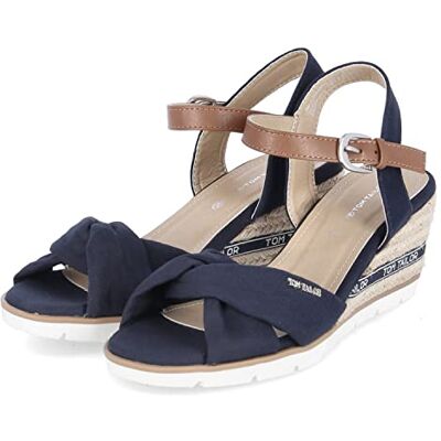 TOM TAILOR Femme Sandale cale, Bleu Marine, 42 EU - Publicité TOM TAILOR Femme Sandale cale, Bleu Marine, 42 EU - Publicité