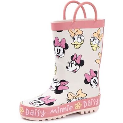 Disney Minnie Mouse Bottes en caoutchouc pour filles Bottes en caoutchouc avec poignée pour enfants Minnie & Daisy Character All Over Print en Beige & Rose Bottes en caoutchouc résistantes - Publicité Disney Minnie Mouse Bottes en caoutchouc pour filles Bottes en caoutchouc avec poignée pour enfants Minnie & Daisy Character All Over Print en Beige & Rose Bottes en caoutchouc résistantes - Publicité