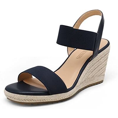 DREAM PAIRS Sandales Femme Compensées Été Confortables Espadrilles à Talon Compensé, Bride Élastique, Antidérapantes, Faciles à Enfiler,Size 40.5,Marine,SDPW222W - Publicité DREAM PAIRS Sandales Femme Compensées Été Confortables Espadrilles à Talon Compensé, Bride Élastique, Antidérapantes, Faciles à Enfiler,Size 40.5,Marine,SDPW222W - Publicité