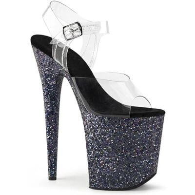 denova's Sandales transparentes à talon très haut pour femme Grande taille Plateforme Barre de danse Bride de cheville Stiletto, Noir clair 3, 44 EU - Publicité denova's Sandales transparentes à talon très haut pour femme Grande taille Plateforme Barre de danse Bride de cheville Stiletto, Noir clair 3, 44 EU - Publicité