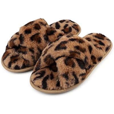 riemot Chaussons Femme Pantoufles en Mousse à Mémoire de Forme Antidérapantes et Confortables Chaussons Femme Hiver Pelucheuses Bout Ouvert Slippers Pour Intérieur/extérieur,Léopard,EU38-39 - Publicité riemot Chaussons Femme Pantoufles en Mousse à Mémoire de Forme Antidérapantes et Confortables Chaussons Femme Hiver Pelucheuses Bout Ouvert Slippers Pour Intérieur/extérieur,Léopard,EU38-39 - Publicité